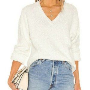 Sanctuary White V-Neck Teddy Sweater